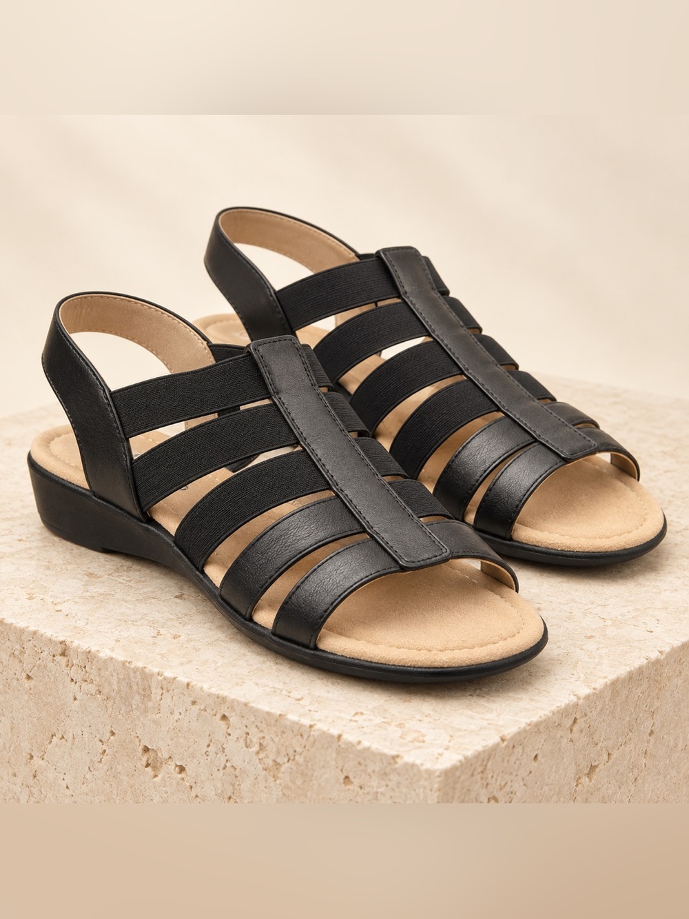 NIB LifeStride Toni Black Strappy Comfort Sandals 7.5 Wide